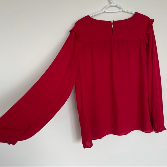 Reitmans XXL Red Blouse, shoulder ruffle detail - Picture 3 of 7